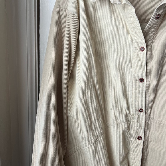 Umgee Two-Tone Corduroy Button-Up Jacket in Cream and Brown - Picture 3 of 10